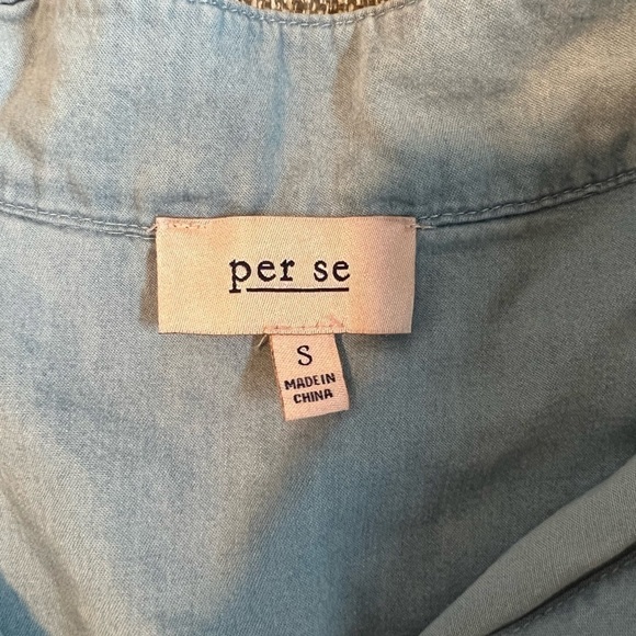 PER Se Women’s Blue Button Up Top Size Small - Picture 8 of 8